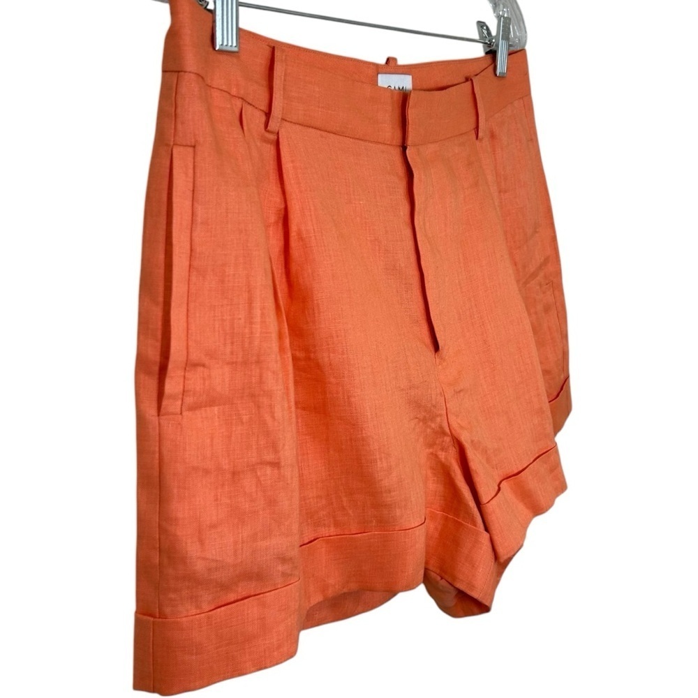 Cami NYC - “Rabia” Tailored Short in Papaya Linen-Blend Pleated - Size 12 Orange - Picture 7 of 17